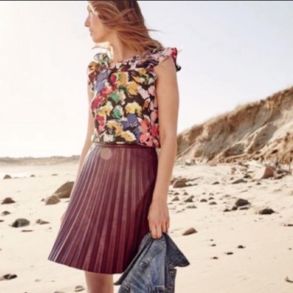 faux-leather pleated mini skirt j crew